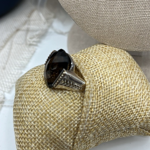 Stunning Smoky Quartz Statement Ring - Sterling Silver with Gold Accents - Picture 9 of 15